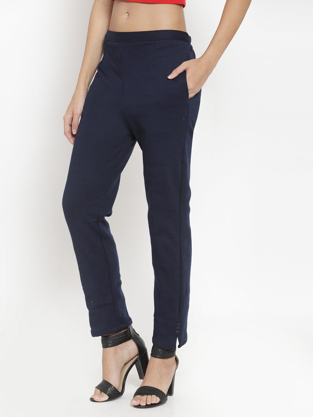 Buy Dollar Missy Women Pack of 2 Straight Fit Solid Cigarette Trousers Navy  Blue and Blossom Online at Best Prices in India  JioMart