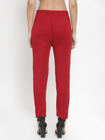 Clora Maroon Woolen Solid Pant
