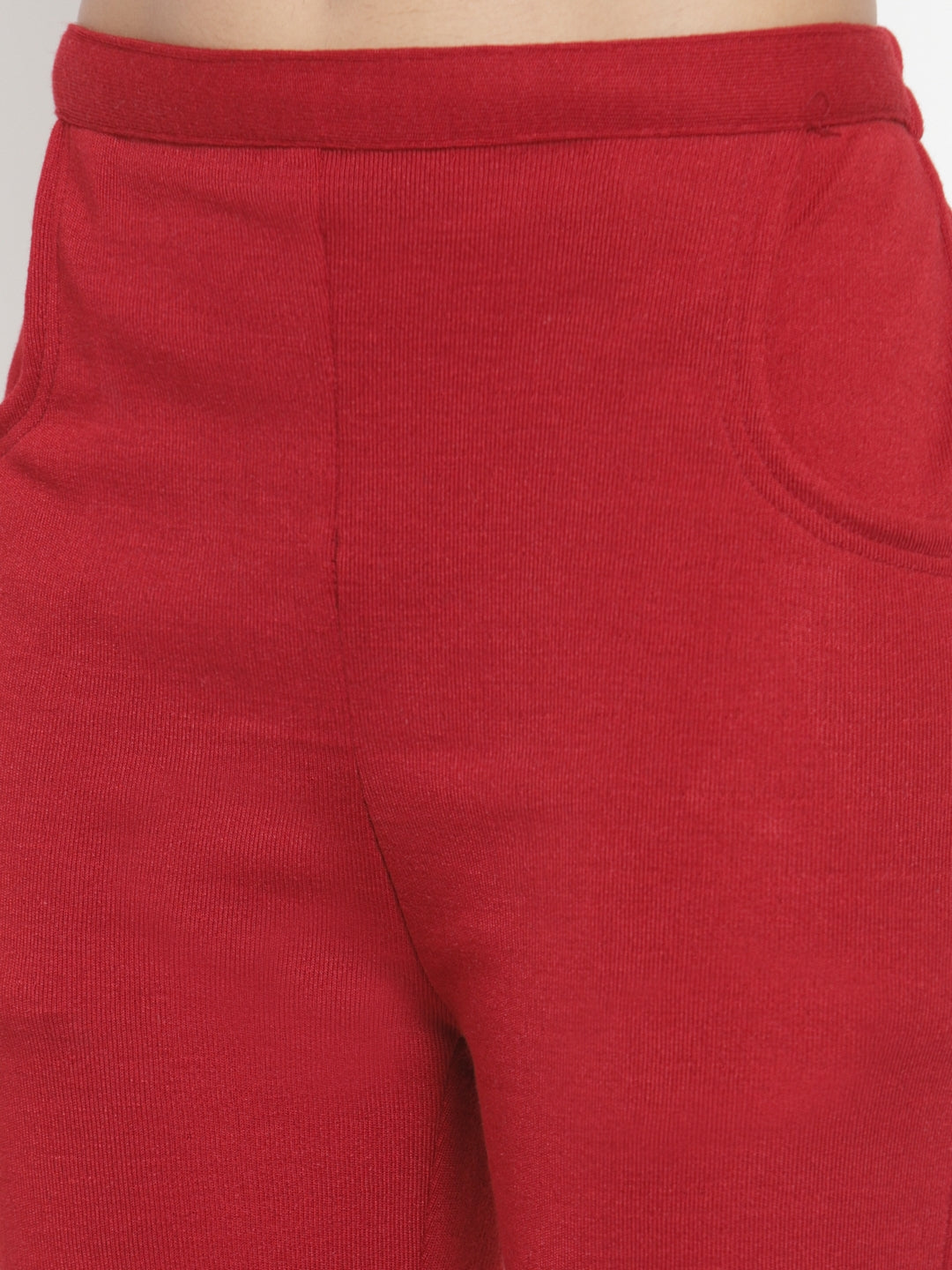 Clora Maroon Woolen Solid Pant
