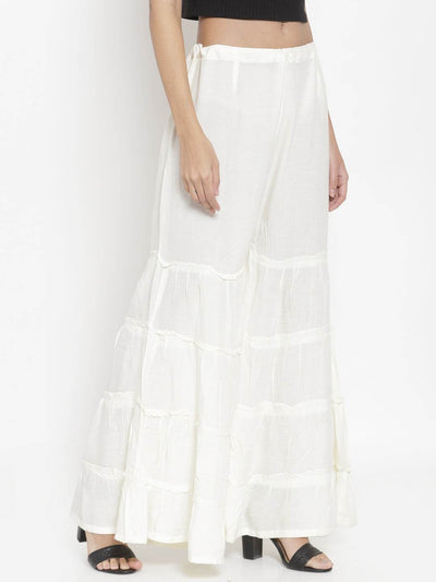Cream flared solid Gharara for a casual yet classy look.