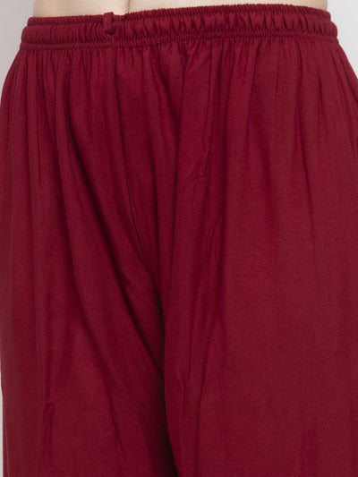 Clora Maroon Straight Printed Rayon Palazzo