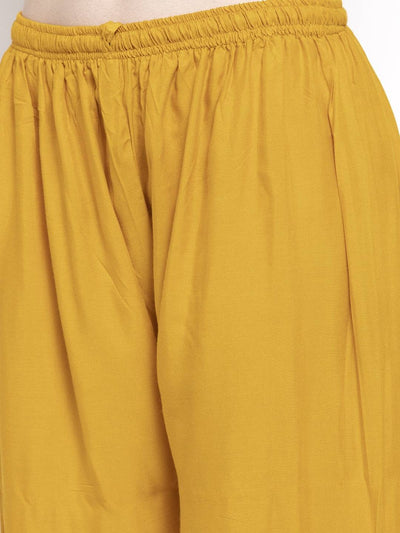 Clora Mustard Printed Rayon Palazzo