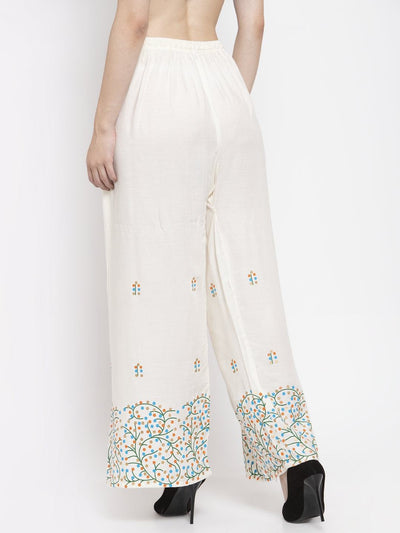 Clora Off-White Printed Rayon Palazzo