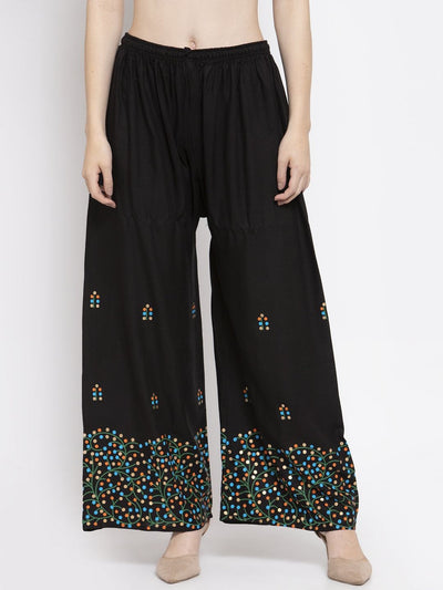 Clora Black Printed Rayon Palazzo