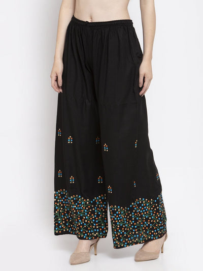 Clora Black Printed Rayon Palazzo