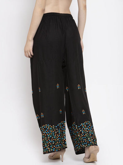 Clora Black Printed Rayon Palazzo