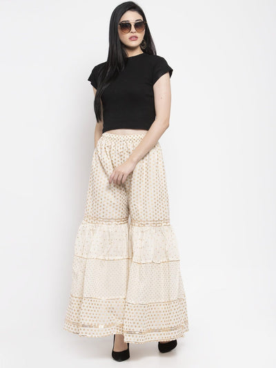 Off-White Gotta Gharara with elasticated waistband and embellishments.
