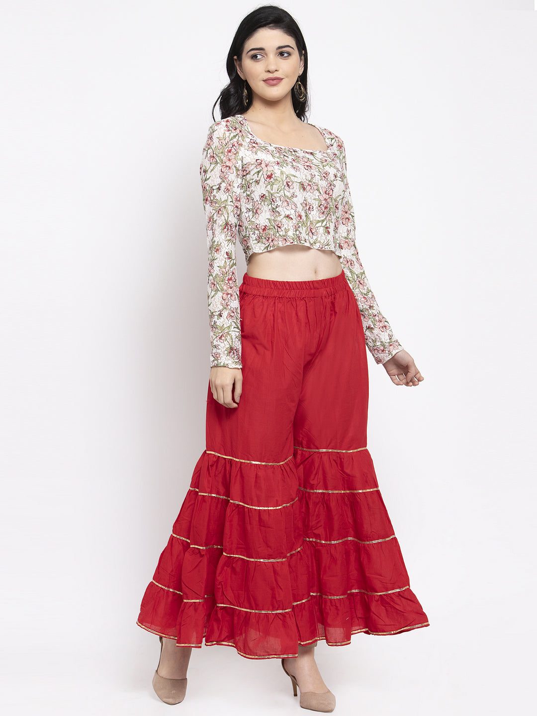 Clora Red Gotta Patti Gharara