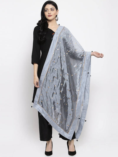 Clora Grey Polka Dots Silk Dupatta