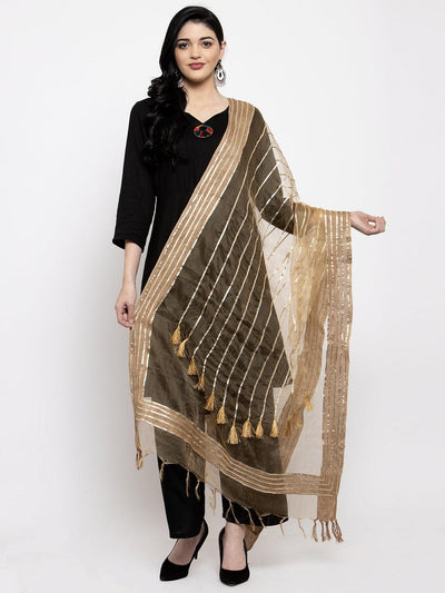 Clora Fawn & Silver Organza Dupatta