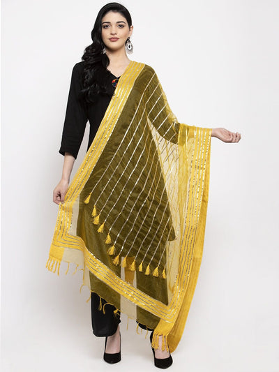Yellow and silver organza dupatta from Clora Creation styled elegantly.