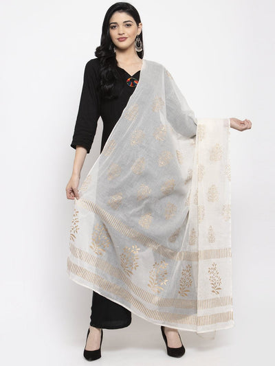 Clora Off-White Printed Cotton Dupatta