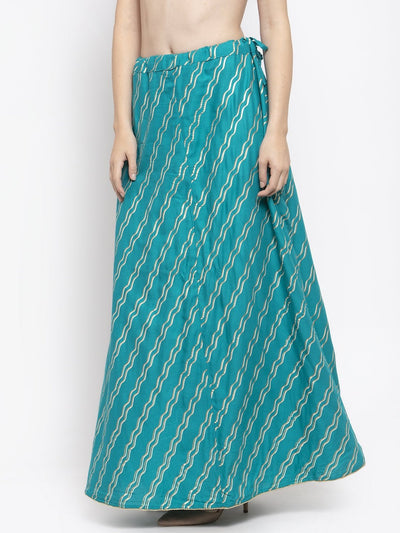 Clora Turquoise Printed Flared Rayon Maxi Skirt