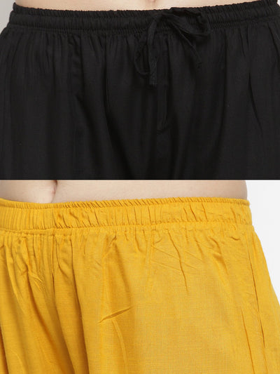 Solid Black & Mustard Rayon Palazzo Pack by Clora Creation.