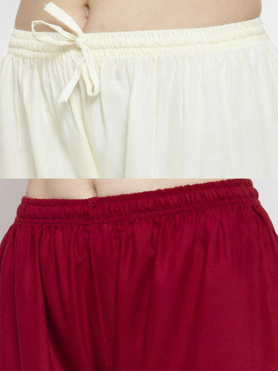 Off-white and maroon rayon palazzo pants pack.