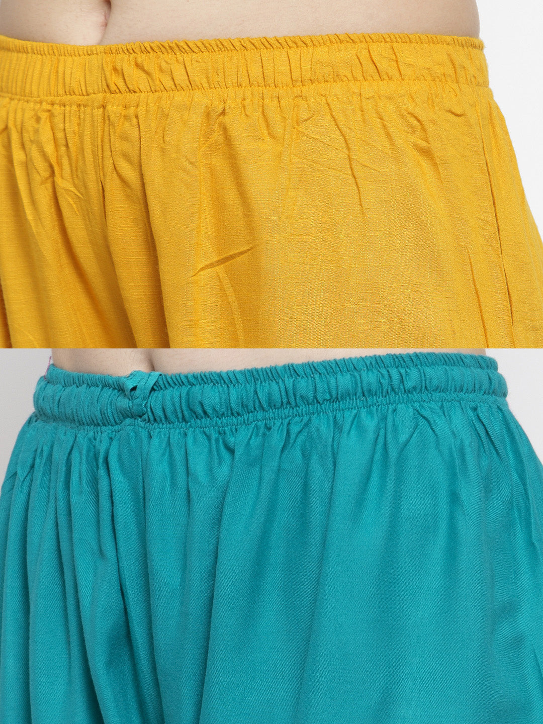 Clora Solid Mustard & Turquoise Rayon Palazzo (Pack Of 2)