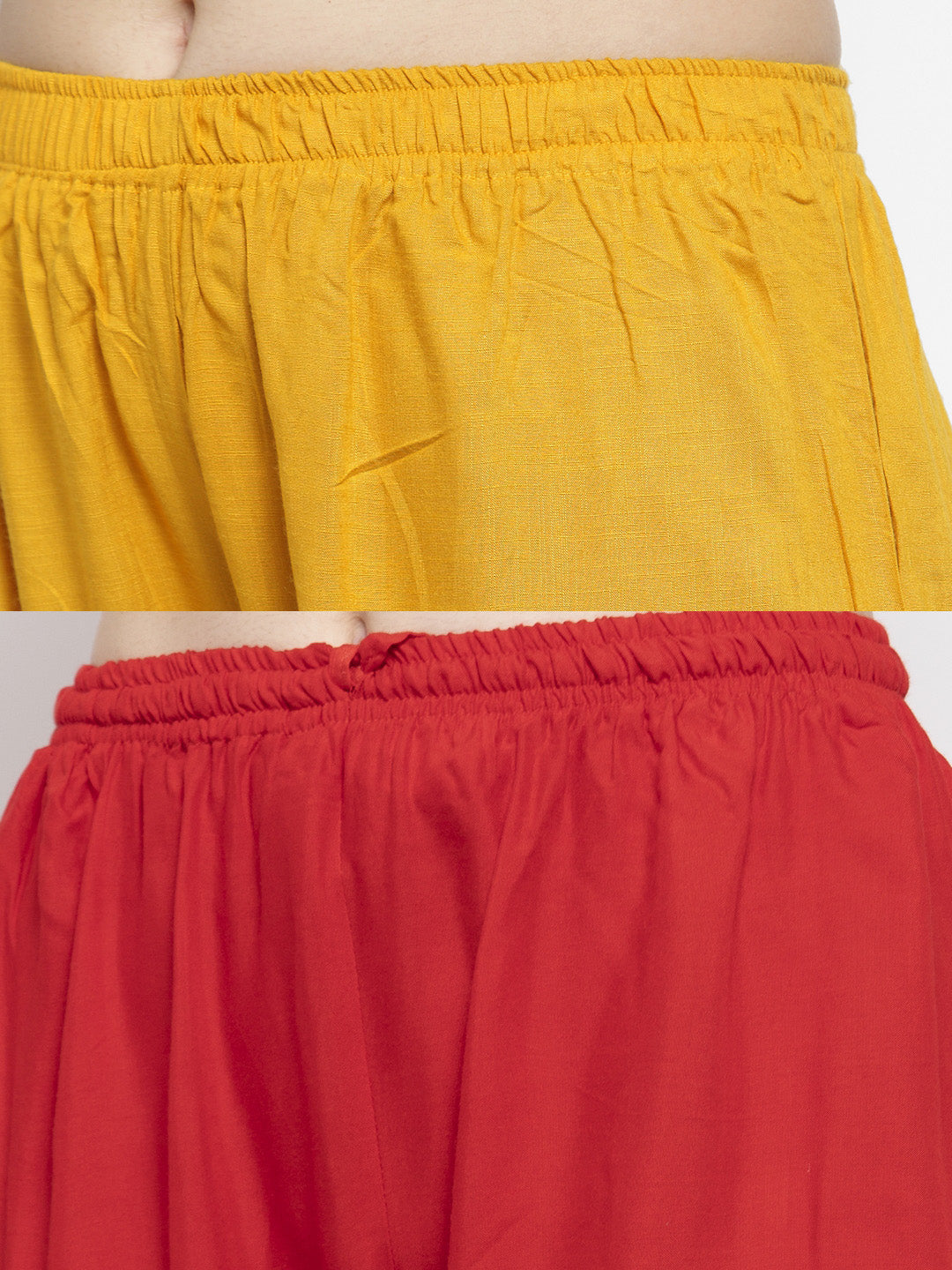 Clora Solid Mustard & Red Rayon Palazzo (Pack Of 2)