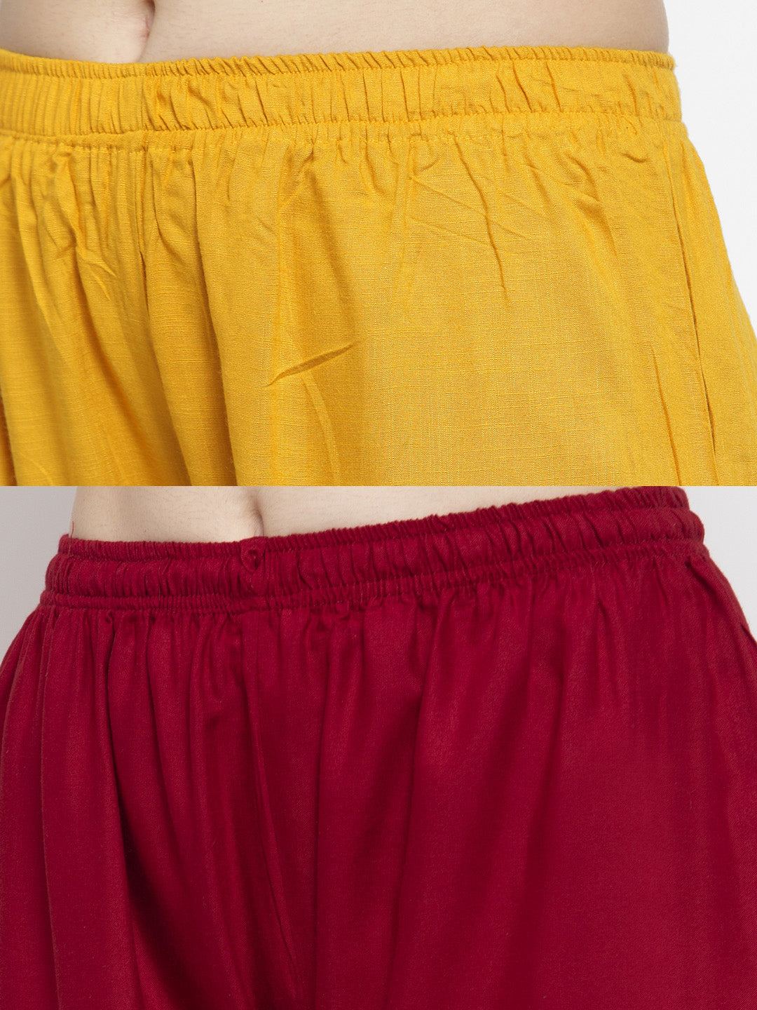 Solid mustard and maroon rayon palazzo pack of 2.
