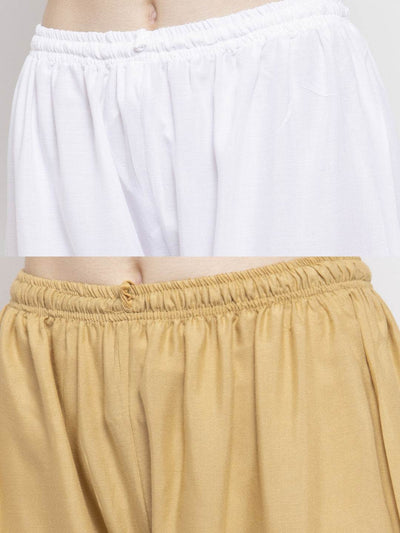 Solid white and fawn rayon palazzo pack of 2 by Clora Creation.