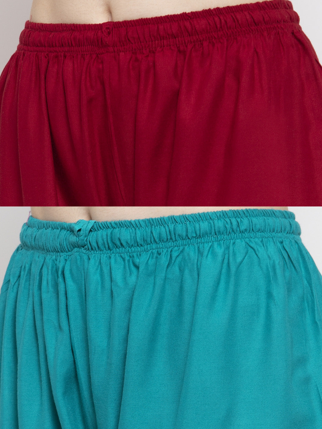 Clora Solid Maroon & Turquoise Rayon Palazzo (Pack Of 2)