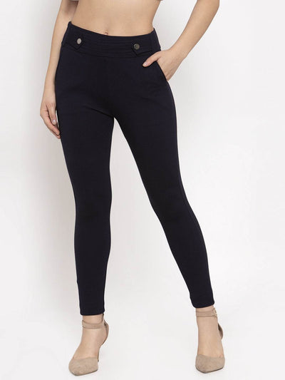 Navy Blue Slim Fit Jeggings made from NR Roma fabric for ultimate comfort.