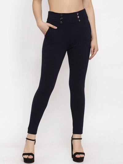 Navy Blue Smart Fit Jeggings made from NR Roma fabric for style and comfort.