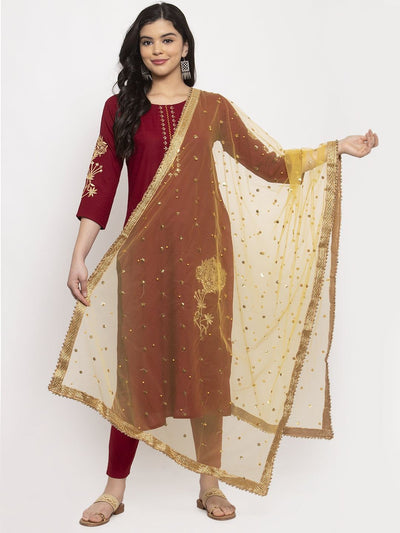 Clora Yellow Heavy Gotta Patti Net Dupatta