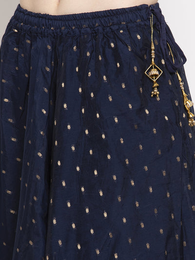 Clora Navy Blue Zari Maxi Skirt