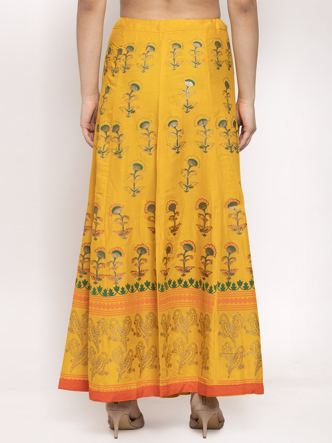Clora Mustard Printed Rayon Skirt