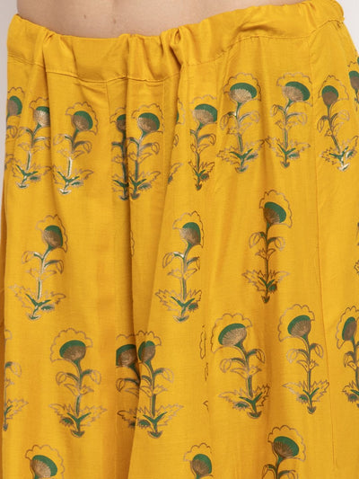 Clora Mustard Printed Rayon Skirt