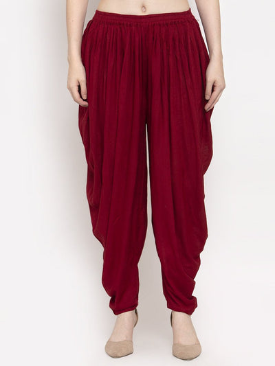 Clora Maroon Rayon Dhoti Salwar