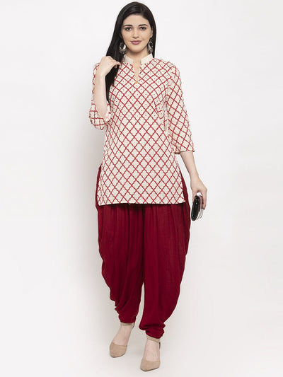 Clora Maroon Rayon Dhoti Salwar