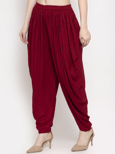Clora Maroon Rayon Dhoti Salwar