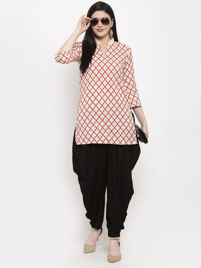 Black solid rayon dhoti salwar with elasticated waistband and drawstring.