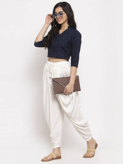 Clora Off-White Rayon Dhoti Salwar