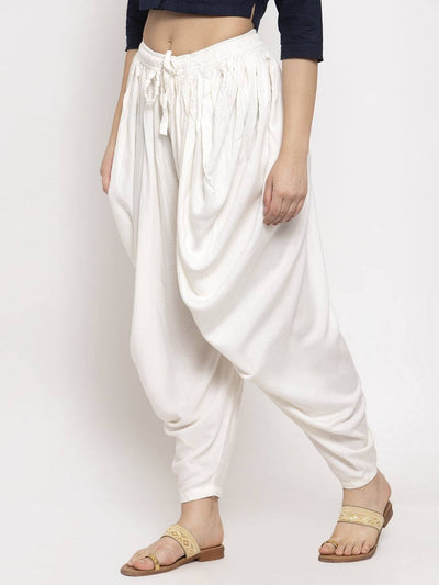 Off-White Rayon Dhoti Salwar
