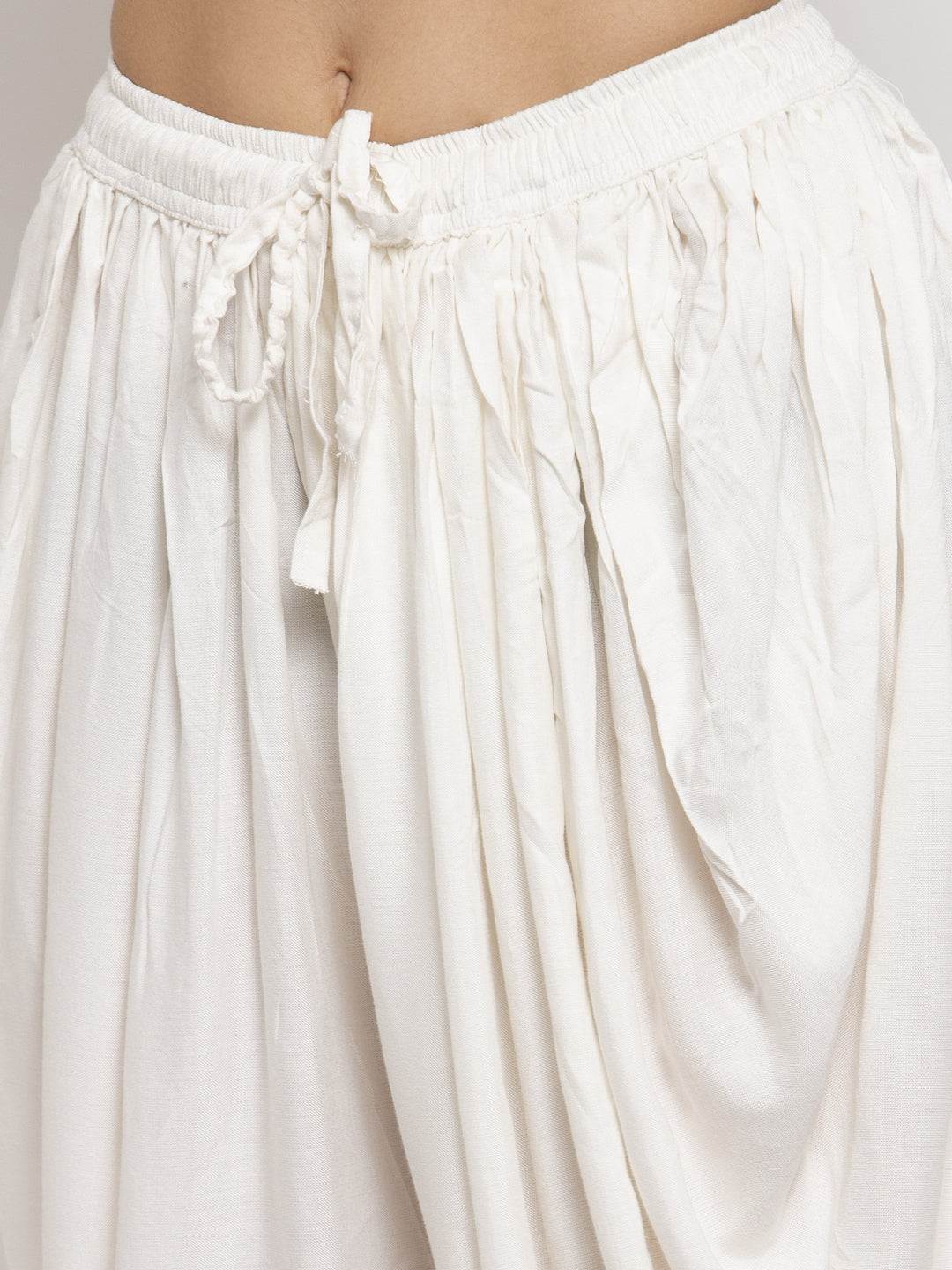Clora Off-White Rayon Dhoti Salwar