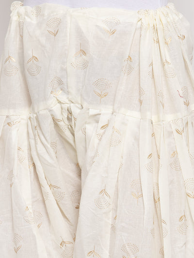 Off-White Printed Salwar Dupatta in cotton with delicate pattern.