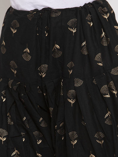 Black printed salwar dupatta set in cotton fabric with stylish design.