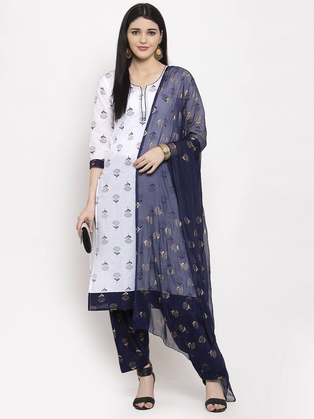 Clora Navy Blue Printed Salwar Dupatta