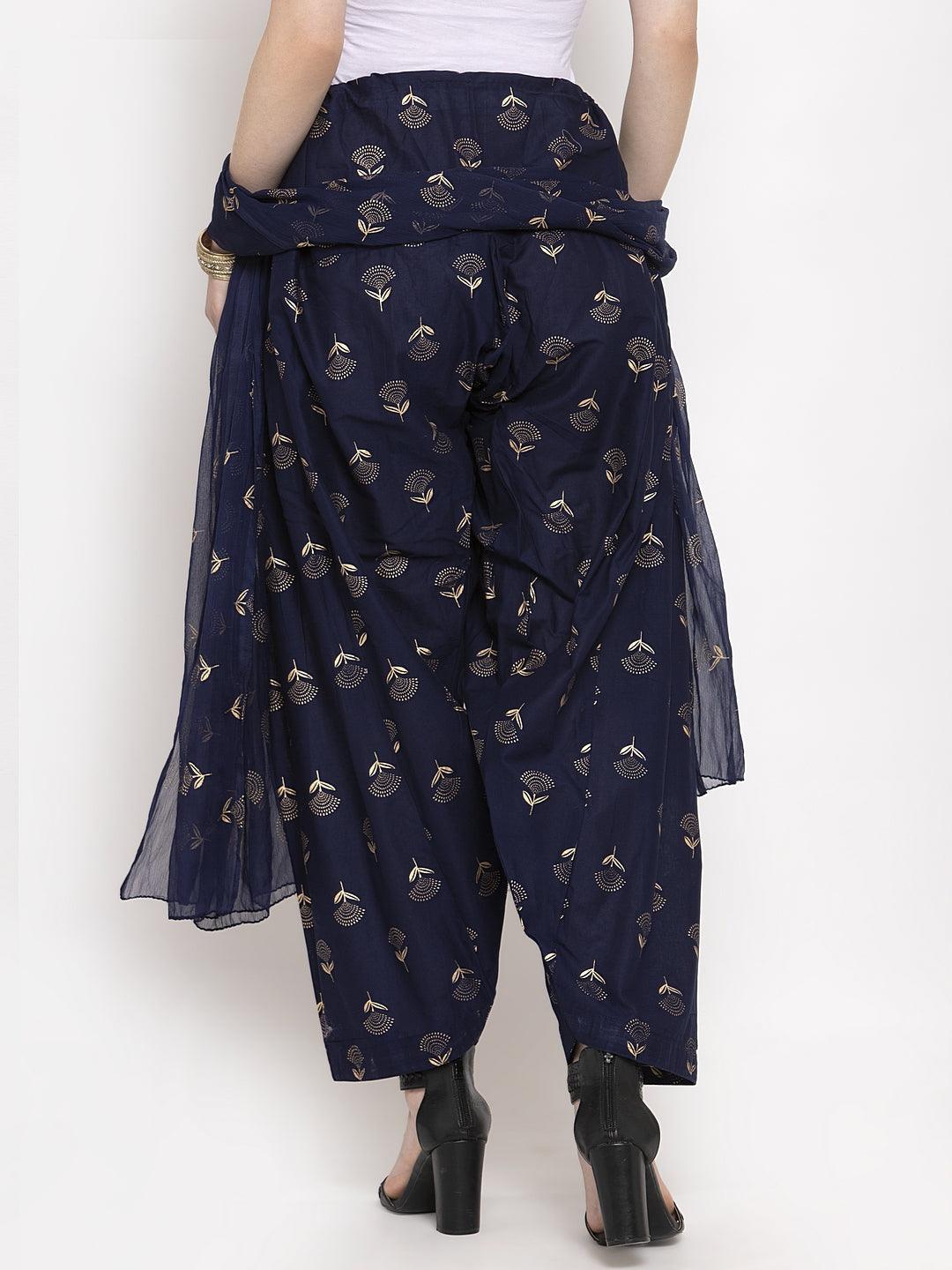 Clora Navy Blue Printed Salwar Dupatta