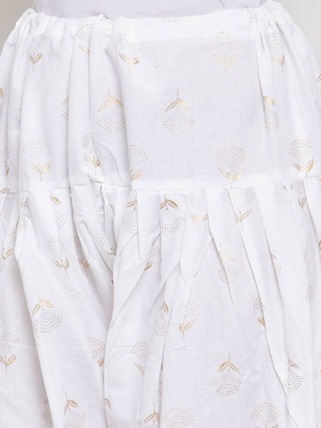 White printed salwar with intricate design in cotton fabric.