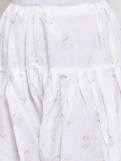 White printed salwar with intricate design in cotton fabric.