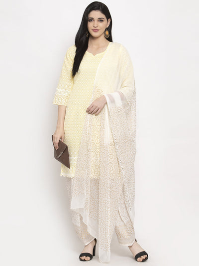 Off-White Printed Salwar Dupatta with cotton fabric and fashionable design.