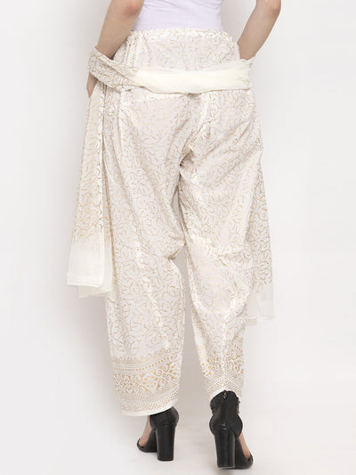 Off-White printed salwar and dupatta set in cotton fabric.