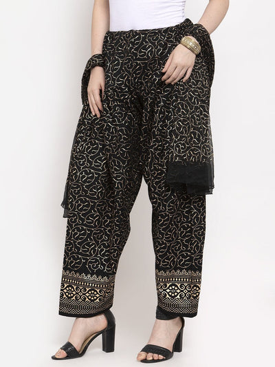 Black Printed Salwar Dupatta made from cotton fabric, featuring stylish patterns.