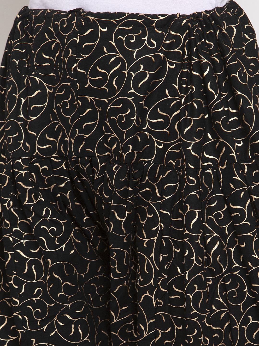 Black printed salwar with intricate patterns.
