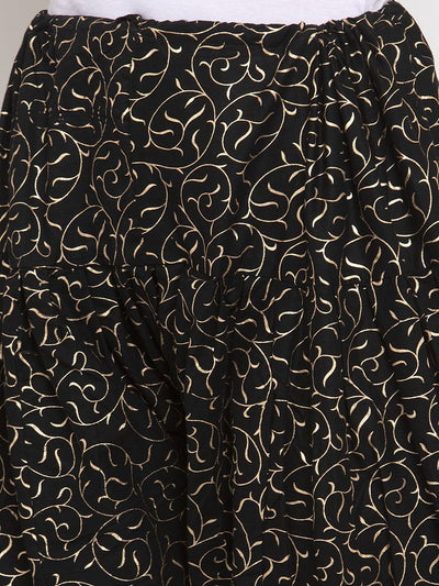 Black printed salwar with intricate patterns.
