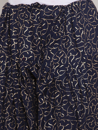Navy blue printed salwar with elegant patterns.