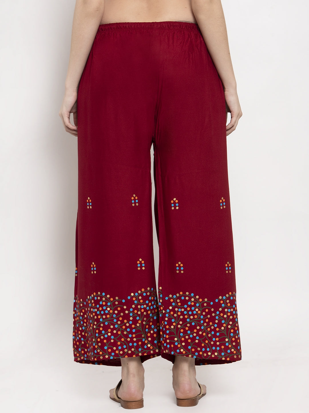 Clora Maroon Printed Rayon Palazzo